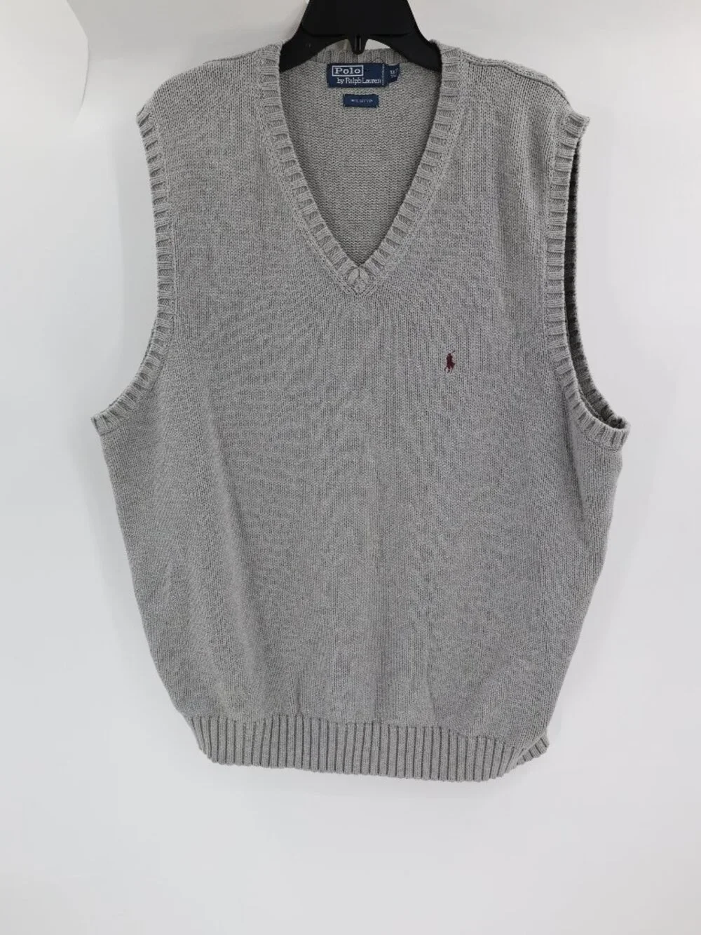 Vintage Polo Ralph Lauren Sweater Vest Mens XLT Cotton V Neck Pullover Knit Pony